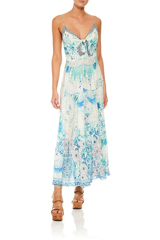 LONG DRESS WITH TIE FRONT HEAD IN THE CLOUDS