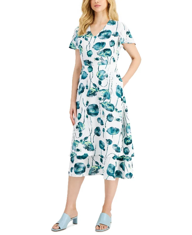 Alfani Plus Size Flutter Sleeve Printed Dress