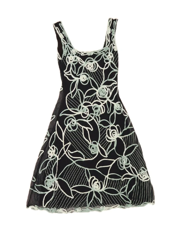 PHASE EIGHT Womens Sleeveless A-Line Dress UK 12 Medium Black Floral Nylon