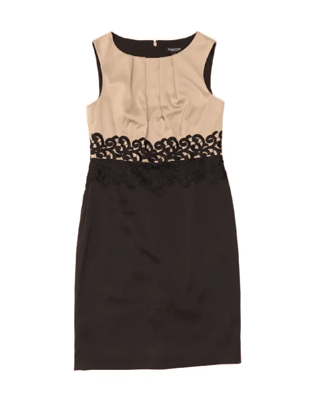 DEBENHAMS Womens Sleeveless Sheath Dress UK 12 Medium Black Colourblock