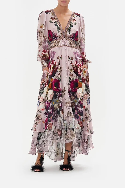 LONG BUTTON FRONT DRESS GYPSY ROSE