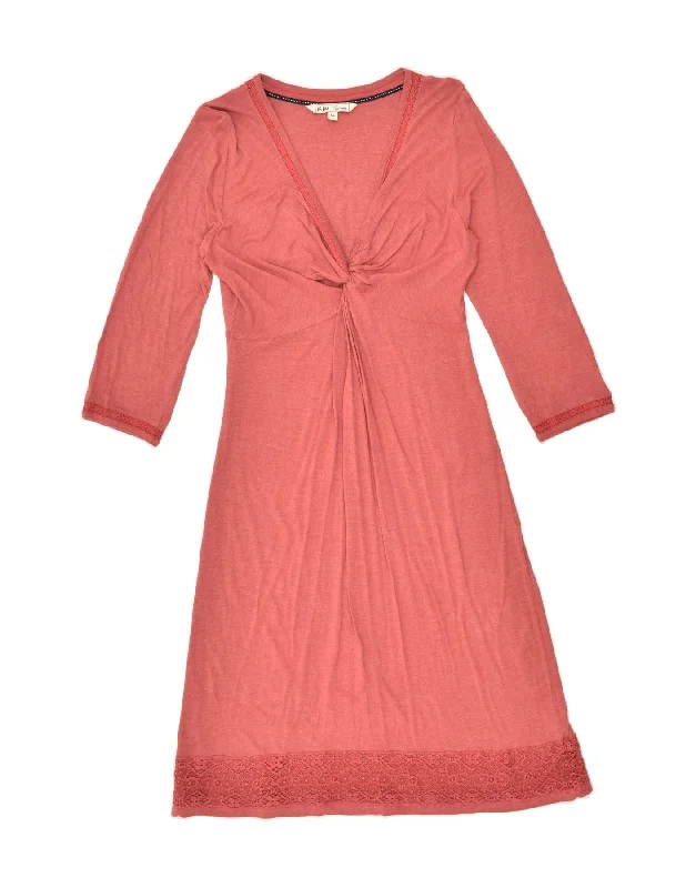 FAT FACE Womens 3/4 Sleeve A-Line Dress UK 12 Medium Red Cotton