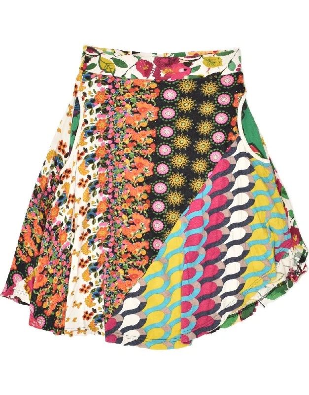 DESIGUAL Womens Asymmetrical Skirt UK 10 Small W29 Multicoloured Floral corduroy skirt cozy DESIGUAL Womens Asymmetrical Skirt UK 10 Small W29 Multicoloured Floral corduroy skirt cozy