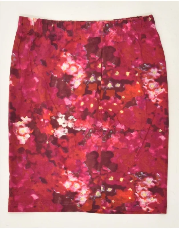 STEFANEL Womens Abstract Pattern Straight Skirt W30 Large Maroon Cotton lace skirt intricate STEFANEL Womens Abstract Pattern Straight Skirt W30 Large Maroon Cotton lace skirt intricate