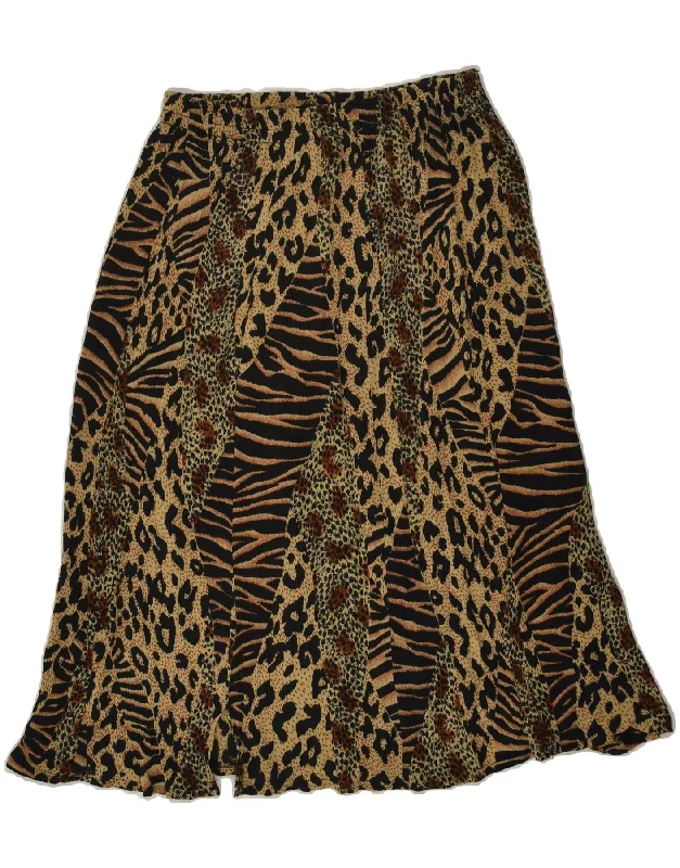 VINTAGE Womens A-Line Skirt IT 46 Large W32 Brown Animal Print Cotton linen skirt natural VINTAGE Womens A-Line Skirt IT 46 Large W32 Brown Animal Print Cotton linen skirt natural