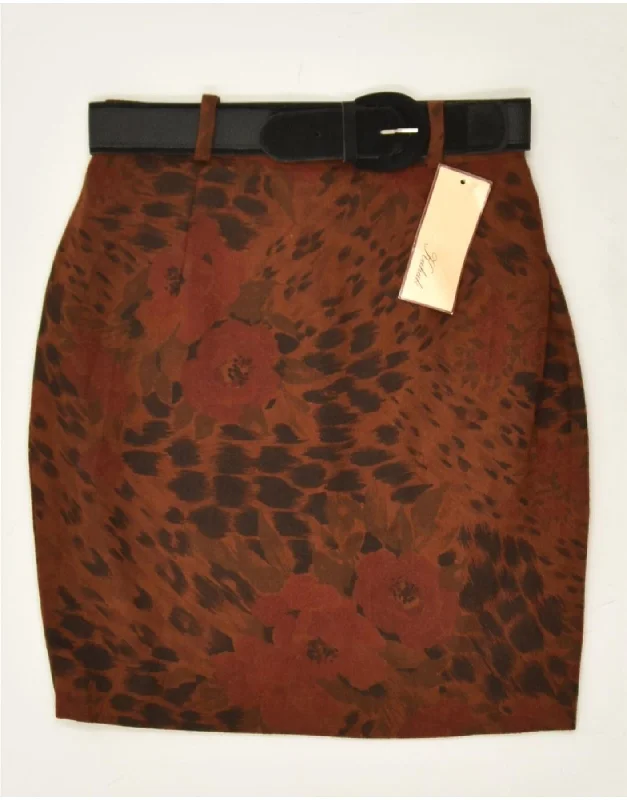 VINTAGE Womens Bubble Skirt IT 42 Medium W26 Brown Floral Viscose velvet skirt plush VINTAGE Womens Bubble Skirt IT 42 Medium W26 Brown Floral Viscose velvet skirt plush