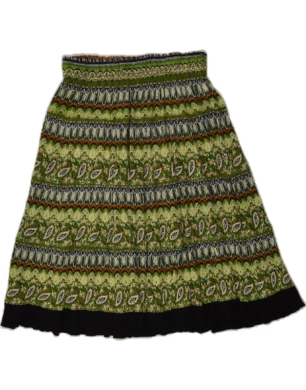 VINTAGE Womens High Waist Gypsy Skirt W26 Small Green Paisley Rayon corduroy skirt textured VINTAGE Womens High Waist Gypsy Skirt W26 Small Green Paisley Rayon corduroy skirt textured