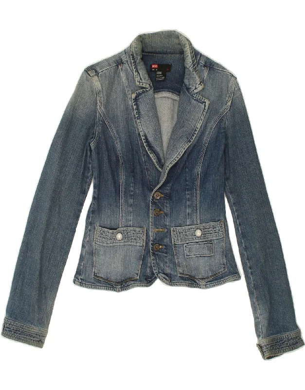 DIESEL Womens Crop Denim Jacket UK 12 Medium Blue Cotton Hoodie Zip-Up Jacket Button-Up Jacket DIESEL Womens Crop Denim Jacket UK 12 Medium Blue Cotton Hoodie Zip-Up Jacket Button-Up Jacket