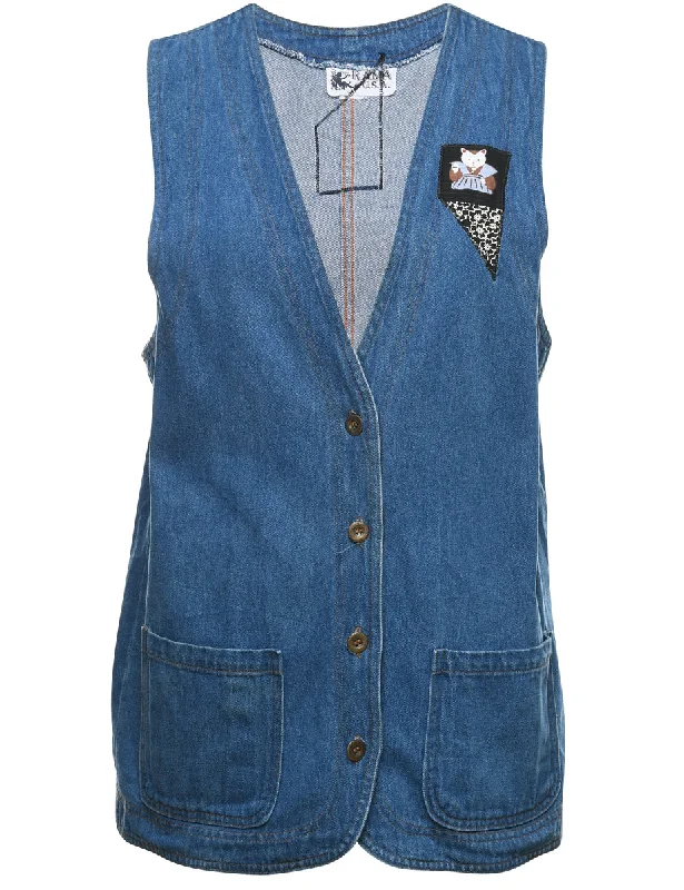 Medium Wash Denim Jacket Vest - L Collared Jacket Crew Neck Jacket Turtle Neck Jacket Medium Wash Denim Jacket Vest - L Collared Jacket Crew Neck Jacket Turtle Neck Jacket