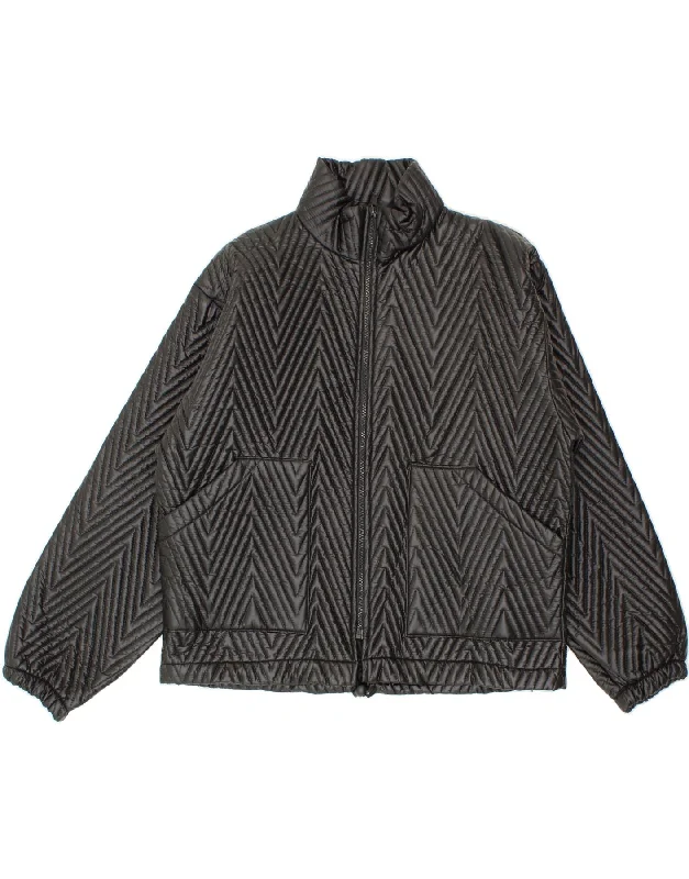 VINTAGE Womens Padded Jacket UK 16 Large Black Polyester Knit Jacket Woven Jacket Fleece Jacket VINTAGE Womens Padded Jacket UK 16 Large Black Polyester Knit Jacket Woven Jacket Fleece Jacket