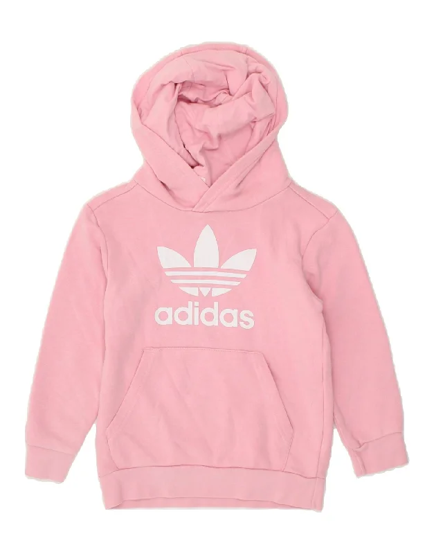 ADIDAS Girls Graphic Hoodie Jumper 6-7 Years Pink Cotton Hoodie with Full-Zip Functional Layering ADIDAS Girls Graphic Hoodie Jumper 6-7 Years Pink Cotton Hoodie with Full-Zip Functional Layering