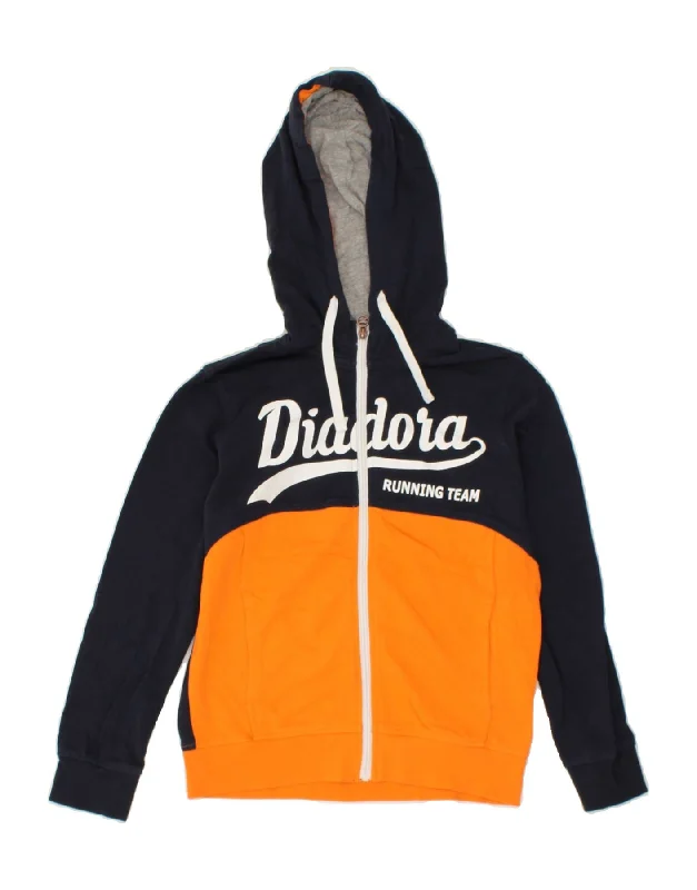DIADORA Boys Graphic Zip Hoodie Sweater 9-10 Years Large Navy Blue Hoodie with Monochrome Minimalist Simple DIADORA Boys Graphic Zip Hoodie Sweater 9-10 Years Large Navy Blue Hoodie with Monochrome Minimalist Simple