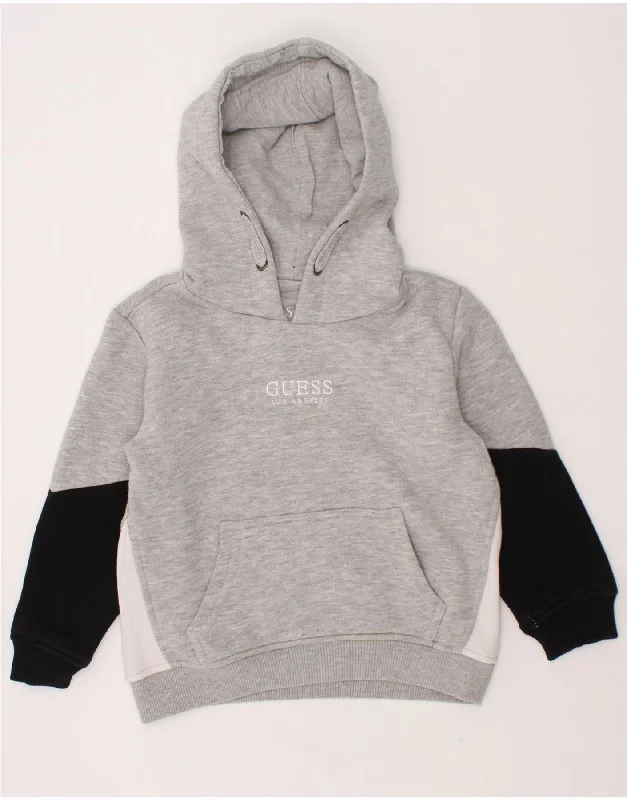 GUESS Boys Hoodie Jumper 2-3 Years Grey Colourblock Cotton Hoodie with Relaxed Fit Easy Casual GUESS Boys Hoodie Jumper 2-3 Years Grey Colourblock Cotton Hoodie with Relaxed Fit Easy Casual