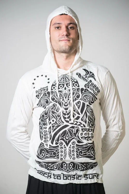 Sure Design Unisex Tattoo Ganesh Hoodie White Hoodie with Batwing Sleeves Loose Dramatic Sure Design Unisex Tattoo Ganesh Hoodie White Hoodie with Batwing Sleeves Loose Dramatic
