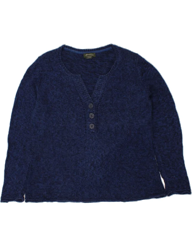 EDDIE BAUER Womens V-Neck Jumper Sweater UK 18 XL Navy Blue Flecked Ramie High Neck Crew Neck V-Neck EDDIE BAUER Womens V-Neck Jumper Sweater UK 18 XL Navy Blue Flecked Ramie High Neck Crew Neck V-Neck