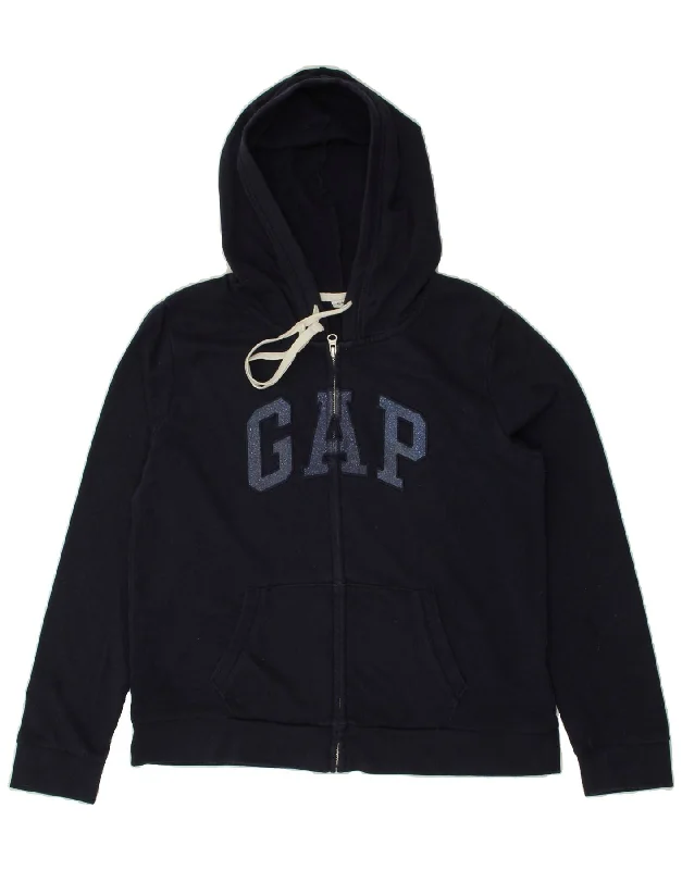 GAP Womens Graphic Zip Hoodie Sweater UK 14 Medium Navy Blue Cotton Modern Contemporary Chic GAP Womens Graphic Zip Hoodie Sweater UK 14 Medium Navy Blue Cotton Modern Contemporary Chic