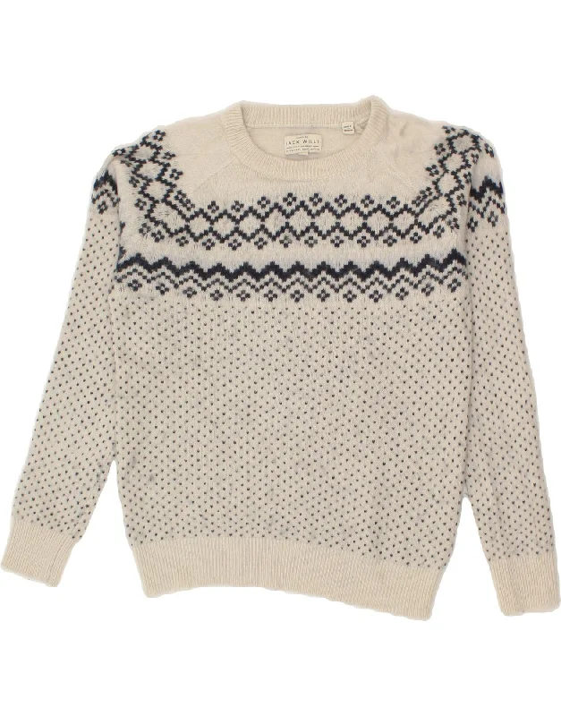 JACK WILLS Womens Boat Neck Jumper Sweater UK 12 Medium White Fair Isle Boxy Sweater Fitted Sweater A-Line JACK WILLS Womens Boat Neck Jumper Sweater UK 12 Medium White Fair Isle Boxy Sweater Fitted Sweater A-Line