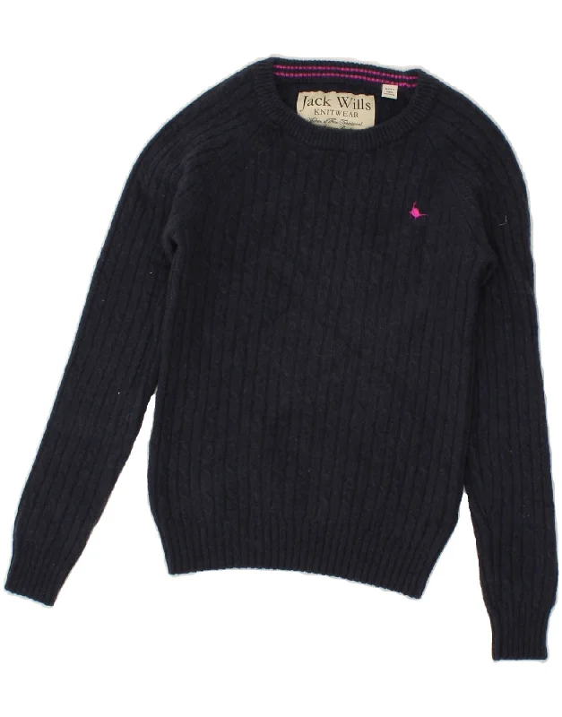 JACK WILLS Womens Boat Neck Jumper Sweater UK 8 Small Navy Blue Lambswool Beaded Sweater Sequined Faux Fur JACK WILLS Womens Boat Neck Jumper Sweater UK 8 Small Navy Blue Lambswool Beaded Sweater Sequined Faux Fur