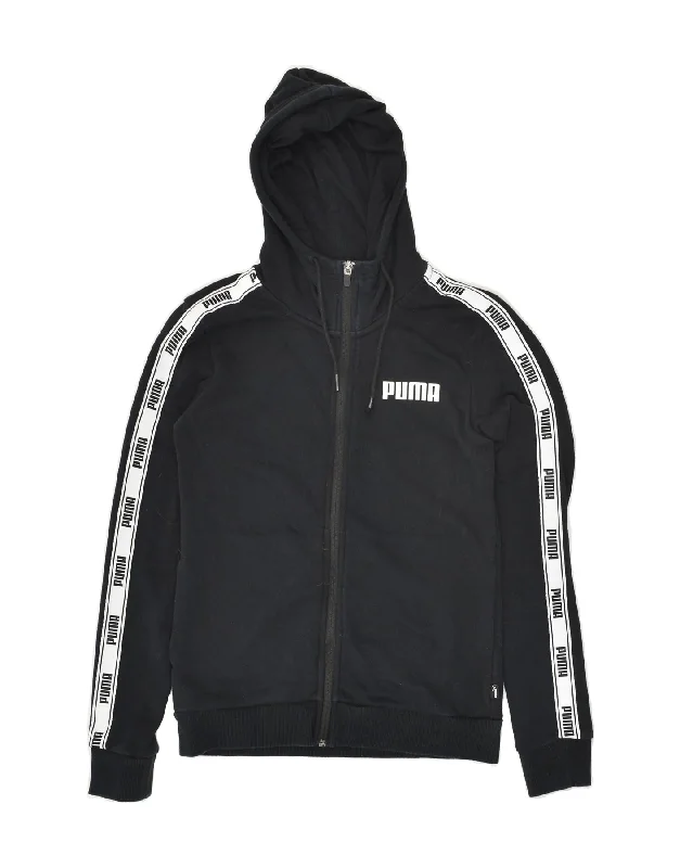 PUMA Womens Graphic Zip Hoodie Sweater UK 6 XS Black Cotton Hooded Sweater Collared Sweater Shawl Collar PUMA Womens Graphic Zip Hoodie Sweater UK 6 XS Black Cotton Hooded Sweater Collared Sweater Shawl Collar