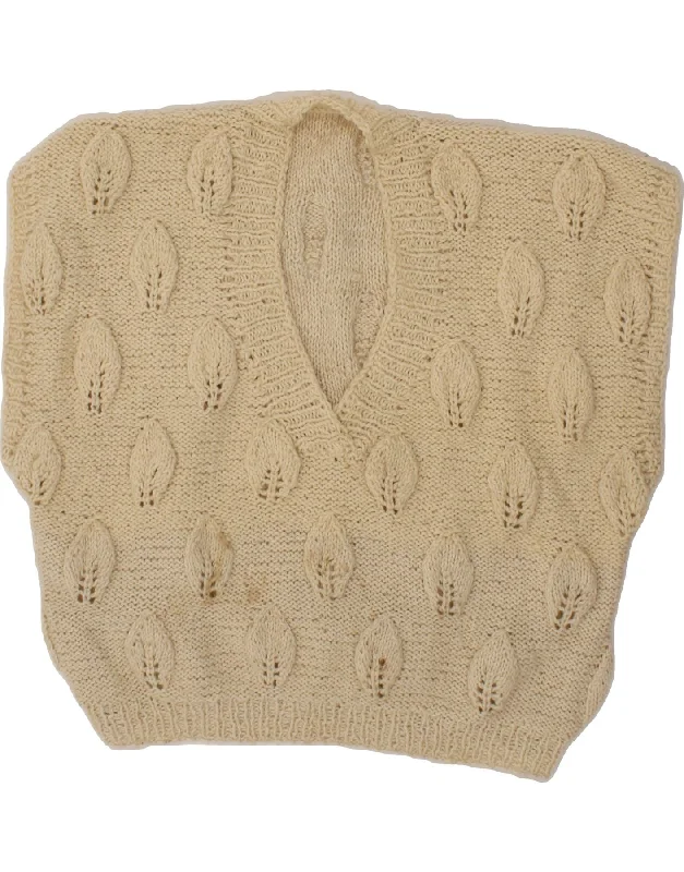 VINTAGE Womens Short Sleeve V-Neck Jumper Sweater UK 20 2XL Beige Transparent Opaque Sheer VINTAGE Womens Short Sleeve V-Neck Jumper Sweater UK 20 2XL Beige Transparent Opaque Sheer