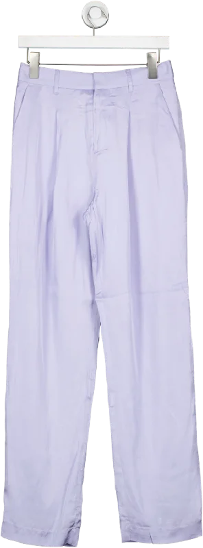 L'academie Purple Satin Wide Leg Trousers UK S Trousers Travel Practical